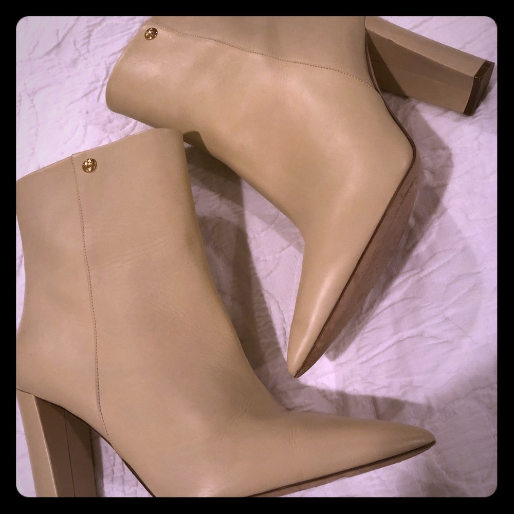 Tory Burch cream heeled booties